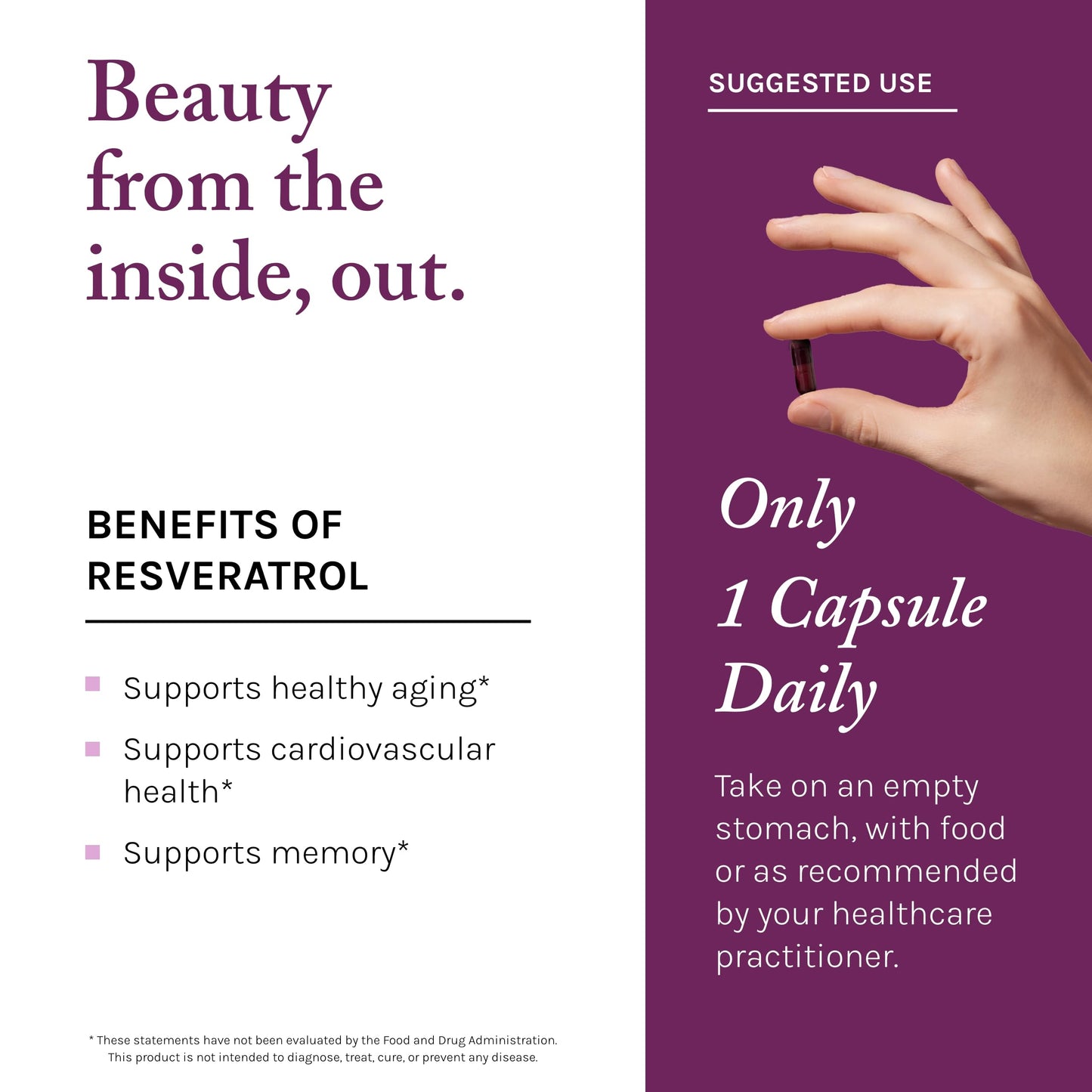 Reserveage Beauty Resveratrol Plus+ 1000 mg – Vegan, Gluten-Free Rapid-Release Capsules with Quercetin
