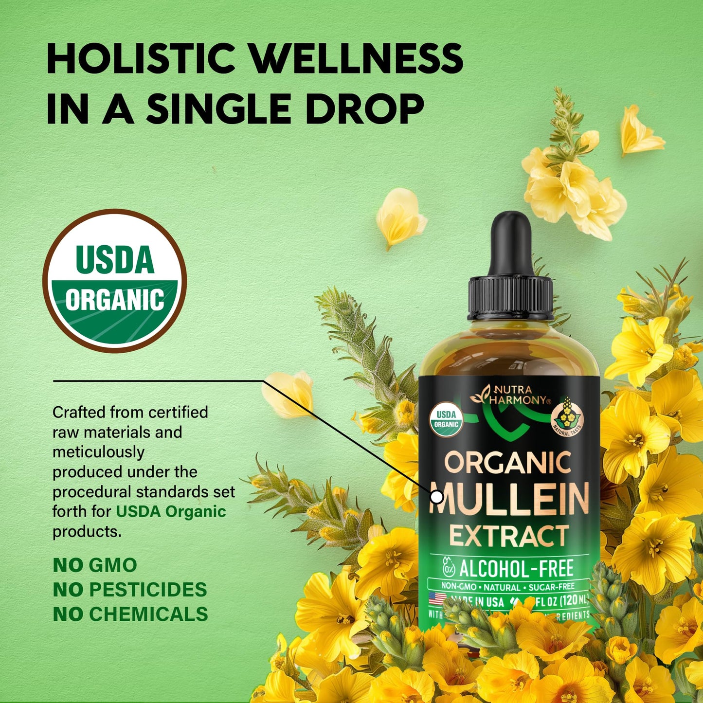 USDA Organic Mullein Drops for Lungs – Made in USA | Pack of 2