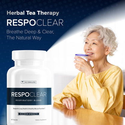 RespoClear 60 Caps – Herbal Respiratory Support, Lung Detox, Sinus Relief | NAC, Elderberry, Quercetin | GMO-Free, Made in USA