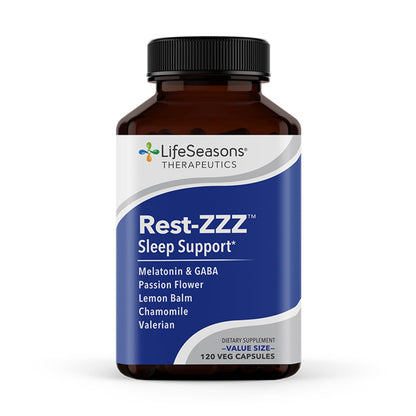 LifeSeasons Rest-ZZZ - Natural Sleep Support with Low-Dose Melatonin, GABA & Chamomile (120 Capsules)