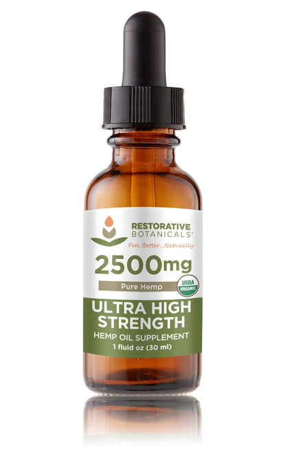 Ultra High Strength Hemp Oil Supplement - USDA Organic, 60 Servings | Restorative Botanicals