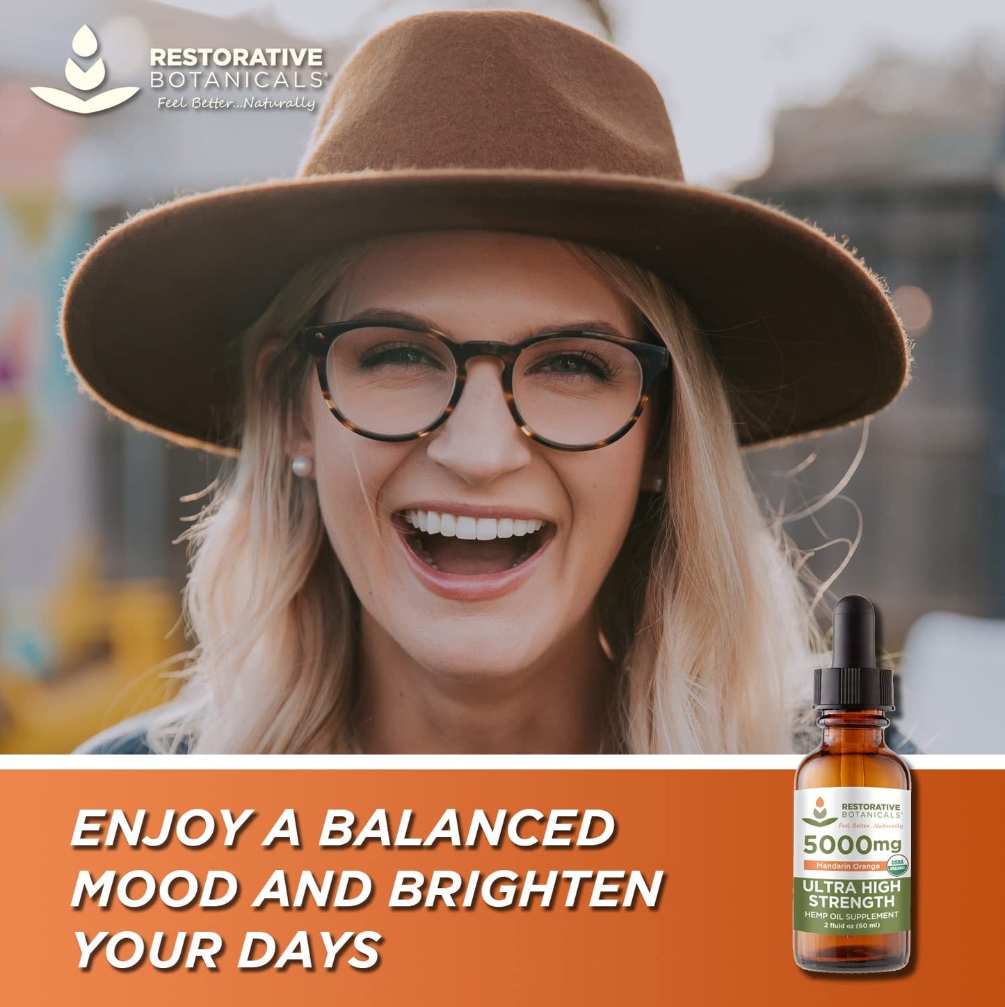 Restorative Botanicals Hemp Oil Drops 5000mg Mandarin Orange – USDA Organic