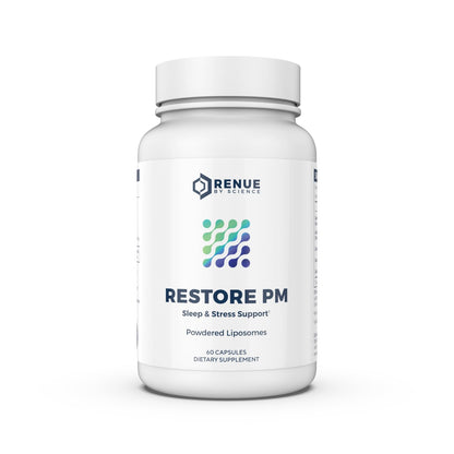 Renue By Science Restore PM | Liposomal Melatonin GABA Sleep Support | 60 Capsules | Made in USA | Non-GMO