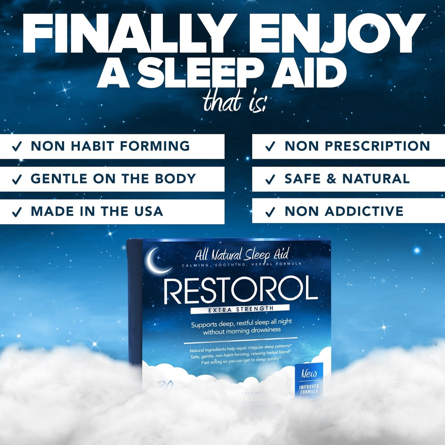 Restorol Natural Sleep Aid – Deep Restful Sleep (30 Count, Pack of 1)