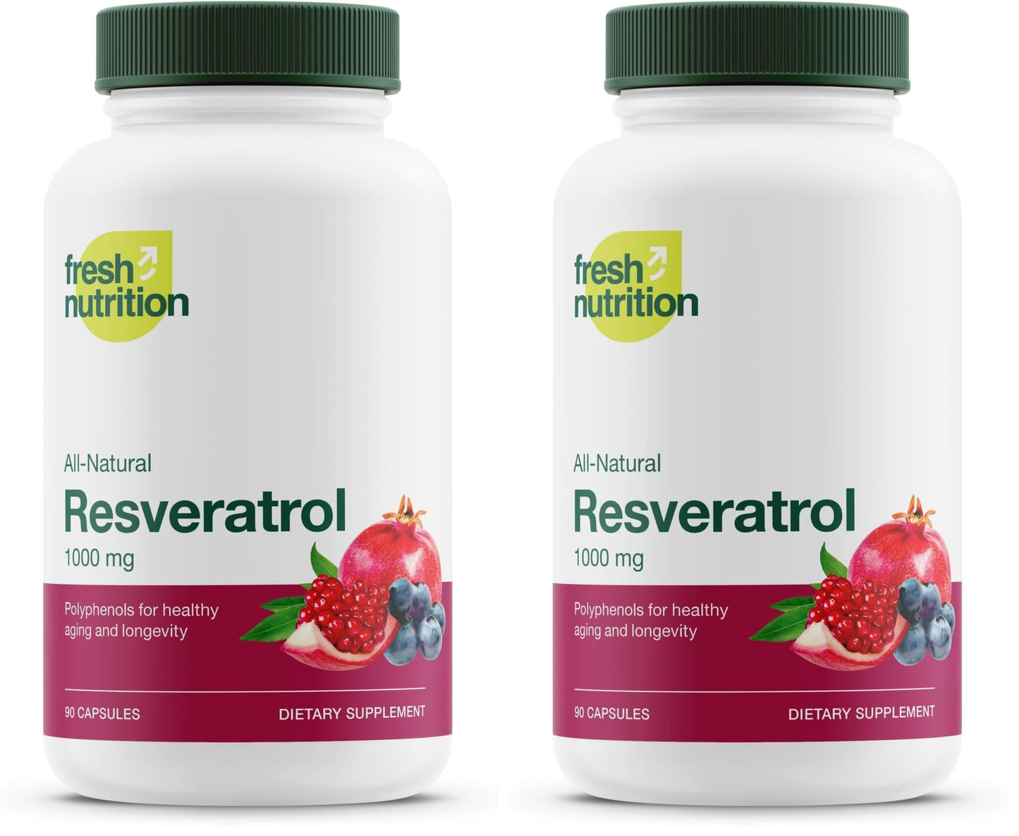Resveratrol Supplement 750mg – Trans-Resveratrol, Extra Strength (90 Capsules, Pack of 2) – Vegan, Non-GMO, Gluten-Free