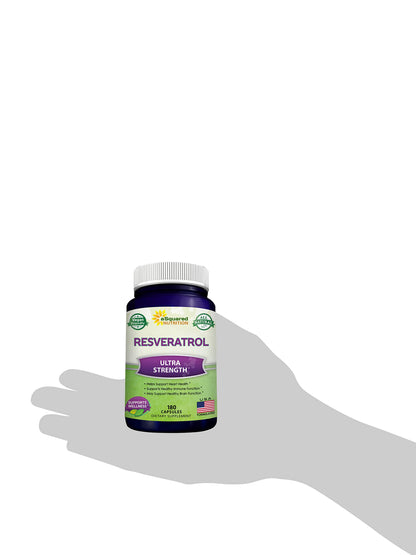 100% Natural Resveratrol 1000mg/Serving | 180 Capsules | Heart Health