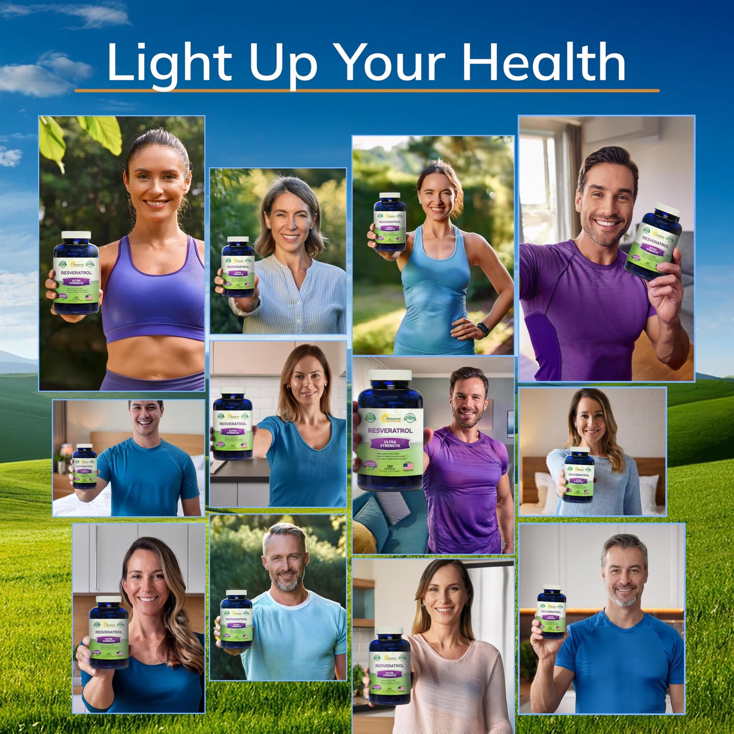 100% Natural Resveratrol 1000mg/Serving | 180 Capsules | Heart Health