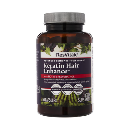 ResVitale Keratin Hair Enhance - Keratin + Biotin Hair Growth Supplement | 60 Capsules