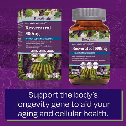 ResVitale Resveratrol 500 mg – 60 Veggie Capsules | Antioxidant & Immune Support