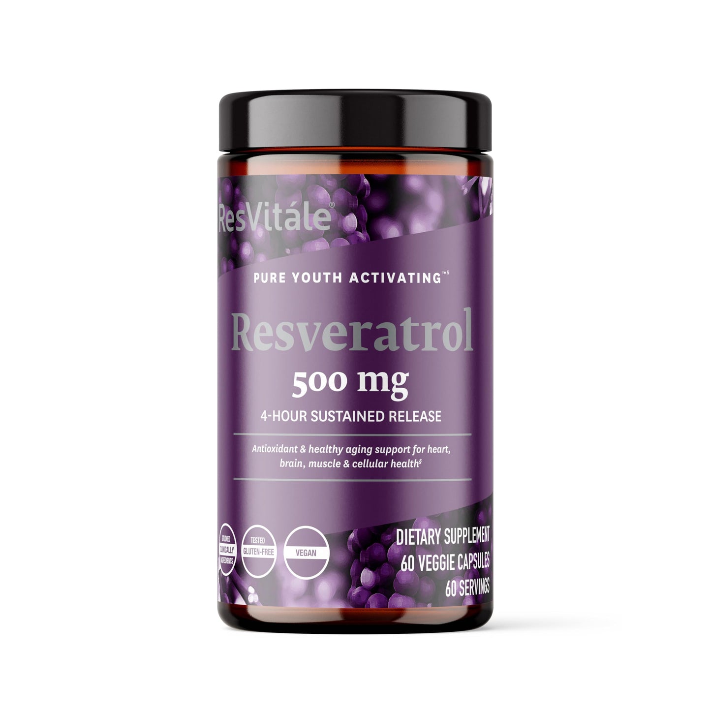 ResVitale Resveratrol 500 mg – 60 Veggie Capsules | Antioxidant & Immune Support