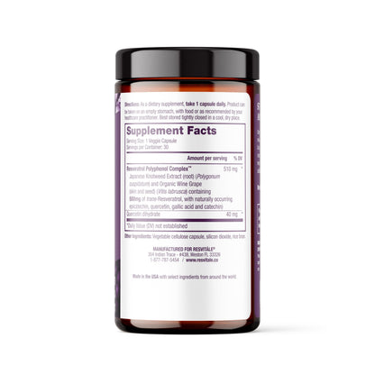 ResVitale Resveratrol 500 mg – Antioxidant Longevity & Immune Support | 30 Veggie Capsules