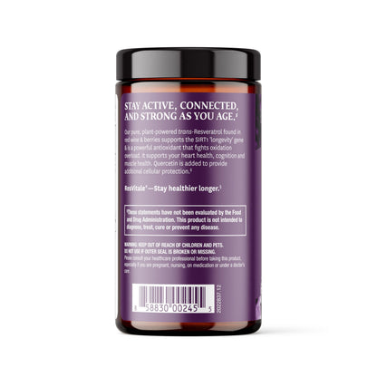 ResVitale Resveratrol 500 mg – Antioxidant Longevity & Immune Support | 30 Veggie Capsules