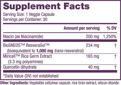 ResVitále Resveratrol + NAD & Miricell 1000 mg | Advanced Antioxidant Support | 30 Veggie Capsules