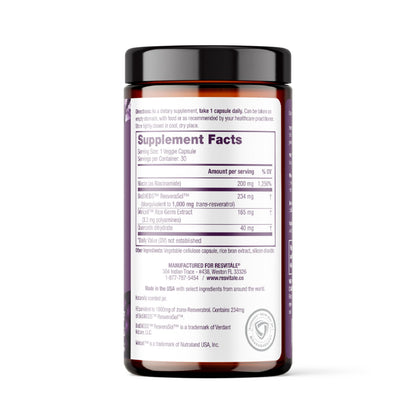 ResVitále Resveratrol + NAD & Miricell 1000 mg | Advanced Antioxidant Support | 30 Veggie Capsules