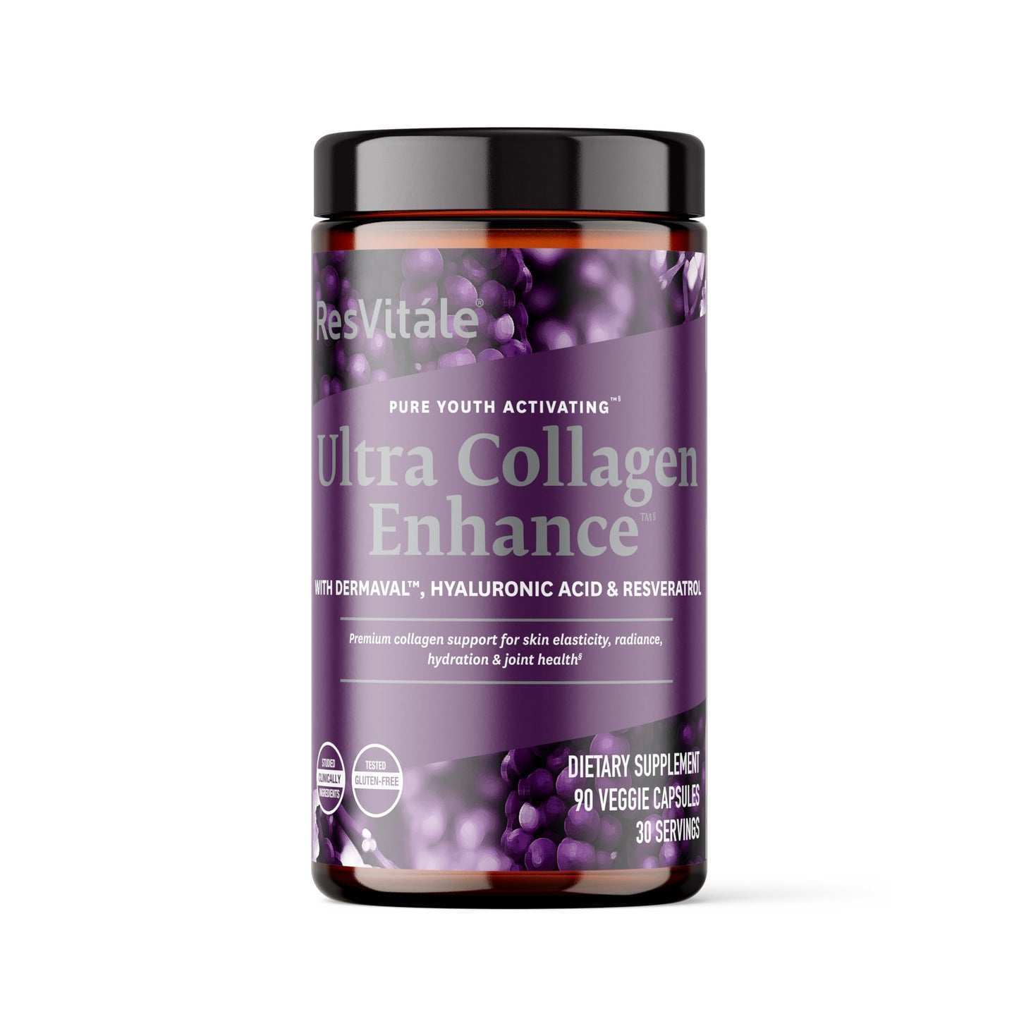 ResVitale Ultra Collagen Enhance - Skin Care Supplement with Resveratrol - 90 Veggie Capsules