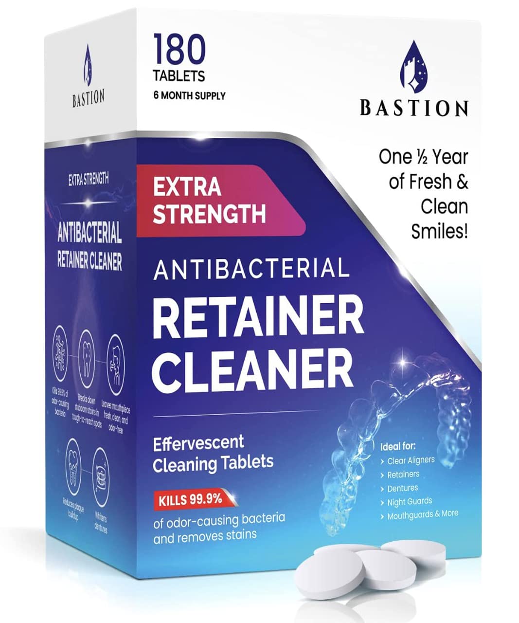 Retainer & Denture Cleaner | 180 Tablets for Aligners & Night Guards
