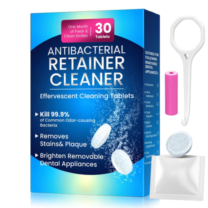 Retainer Cleaner Tablets for Invisalign – Sulphate-Free Effervescent Cleaner with Aligner Tools