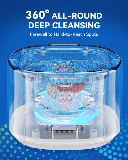 Retainer Cleaner with Upgraded MCU — 30W/45kHz Ultrasonic, 230ml Portable (White)