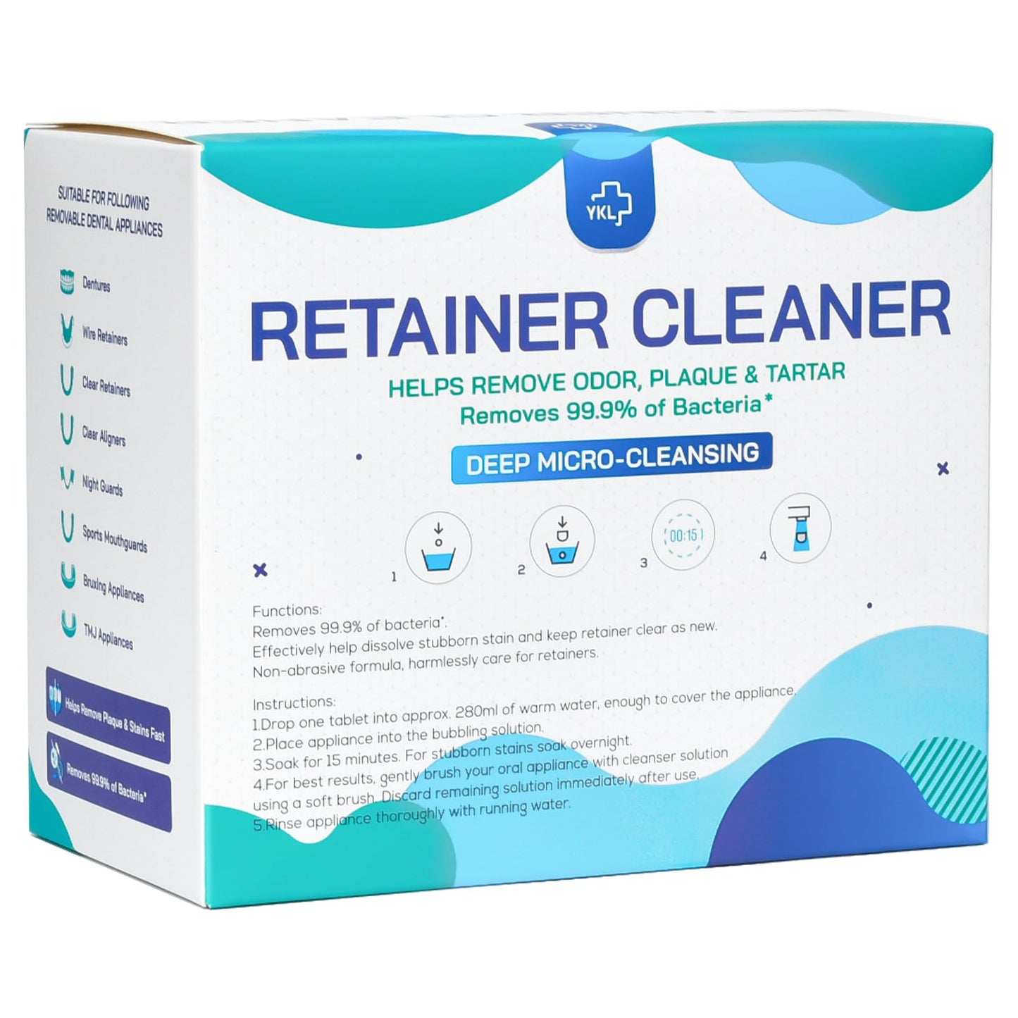 Retainer & Denture Cleaner Tablets (240 Count) - Dental Aligner, Mouth & Night Guards, False Teeth Cleaning