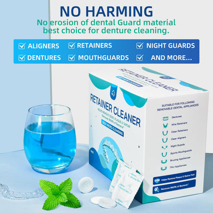 Retainer & Denture Cleaner Tablets (240 Count) - Dental Aligner, Mouth & Night Guards, False Teeth Cleaning
