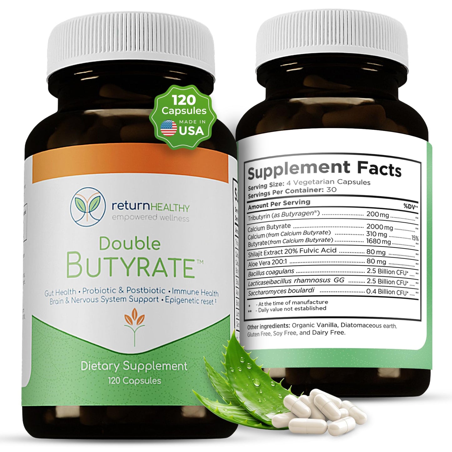 Return Healthy Double Butyrate Gut Health Supplement | 120 Caps