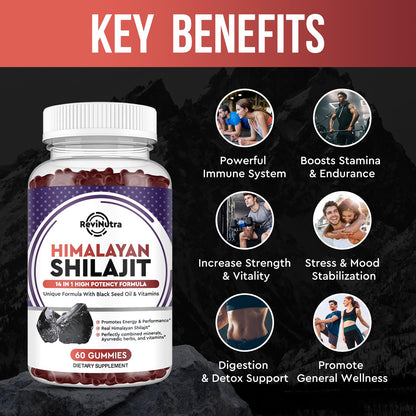 ReviNutra Shilajit Gummies | Himalayan Organic 14-in-1 Complex for Energy, Cognition & Immunity