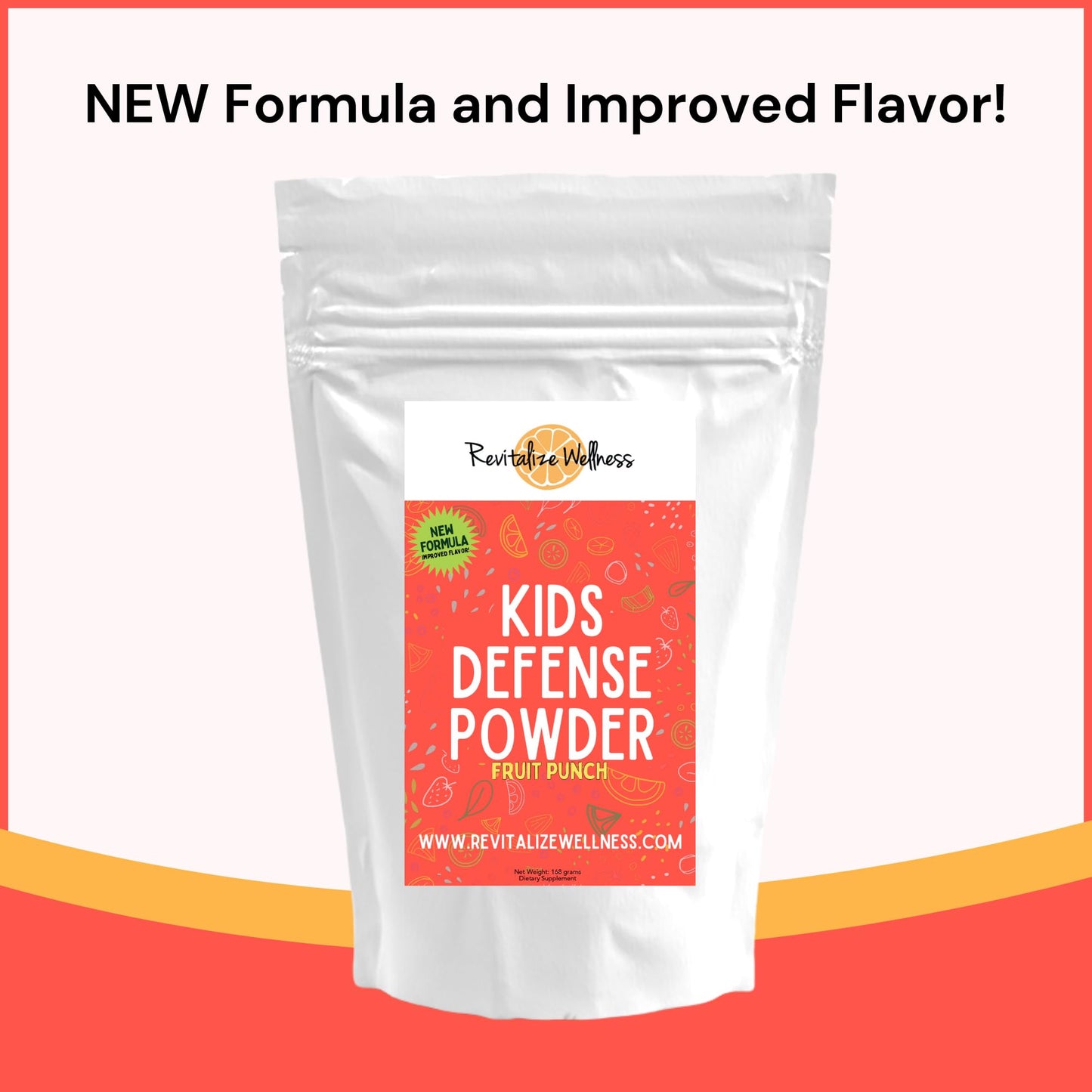 Revitalize Wellness Kids Defense Powder - 1000 mg Vitamin C, 250 mg B3, Fruit Punch, 120 Servings