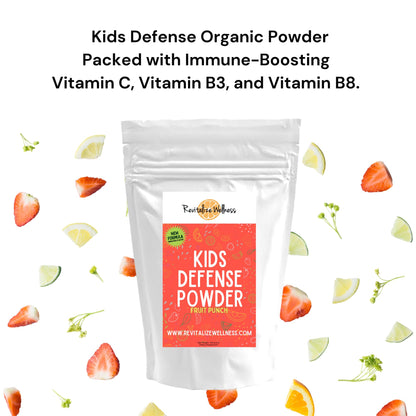 Revitalize Wellness Kids Defense Powder - 1000 mg Vitamin C, 250 mg B3, Fruit Punch, 120 Servings