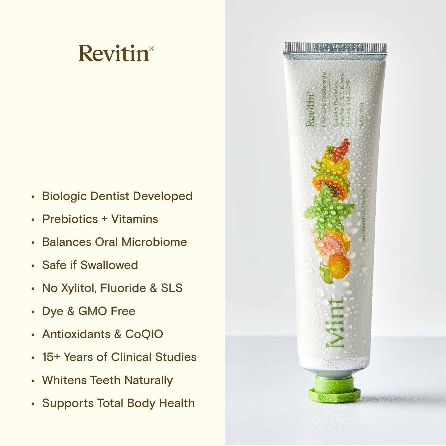 Revitin Toothpaste – Fluoride-Free Prebiotic Mint Gel | Pack of 5