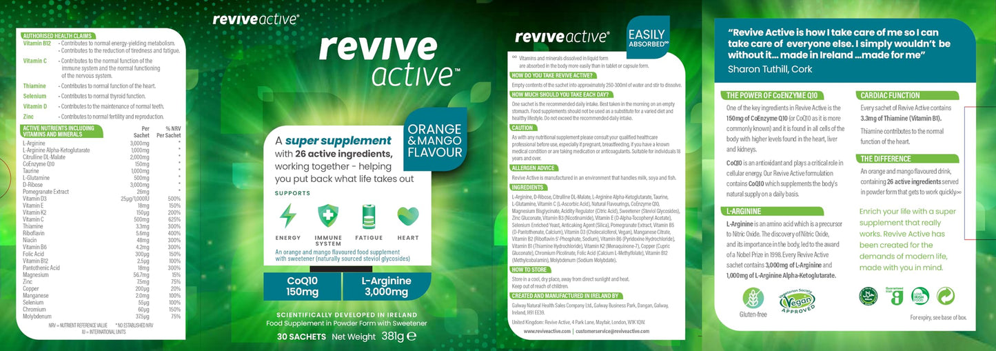 REVIVE ACTIVE Vitamin Mineral and Amino Complex - 30 Day, 30 Sachets