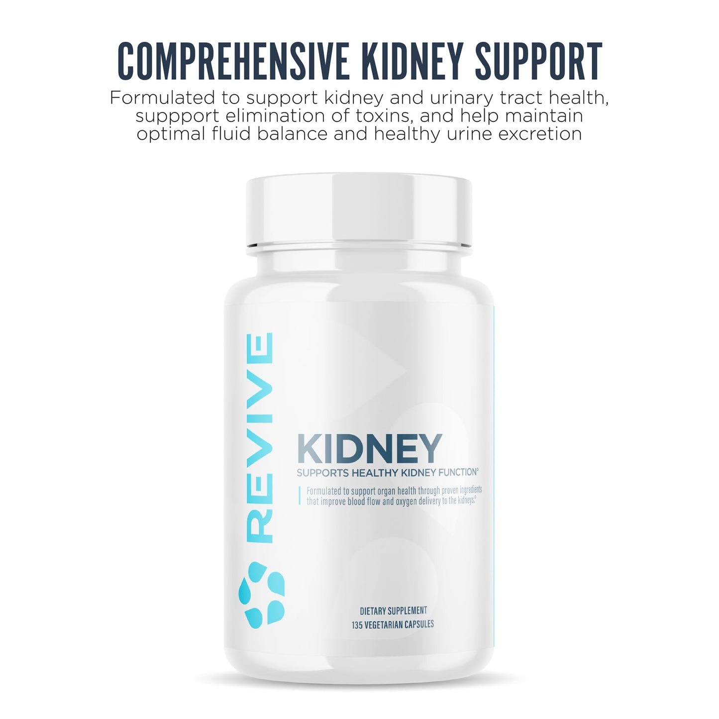 Revive MD Kidney Support – Plant-Based Kidney Detox Capsules | 135 Vegetarian Capsules (45 Servings)