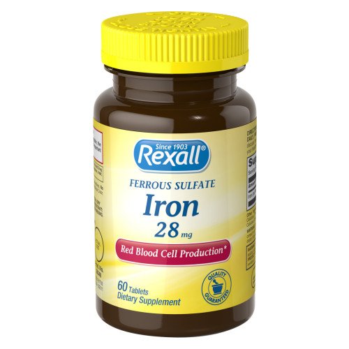 Rexall Ferrous Sulfate Iron 28 mg - 60 Tablets | Iron Supplement
