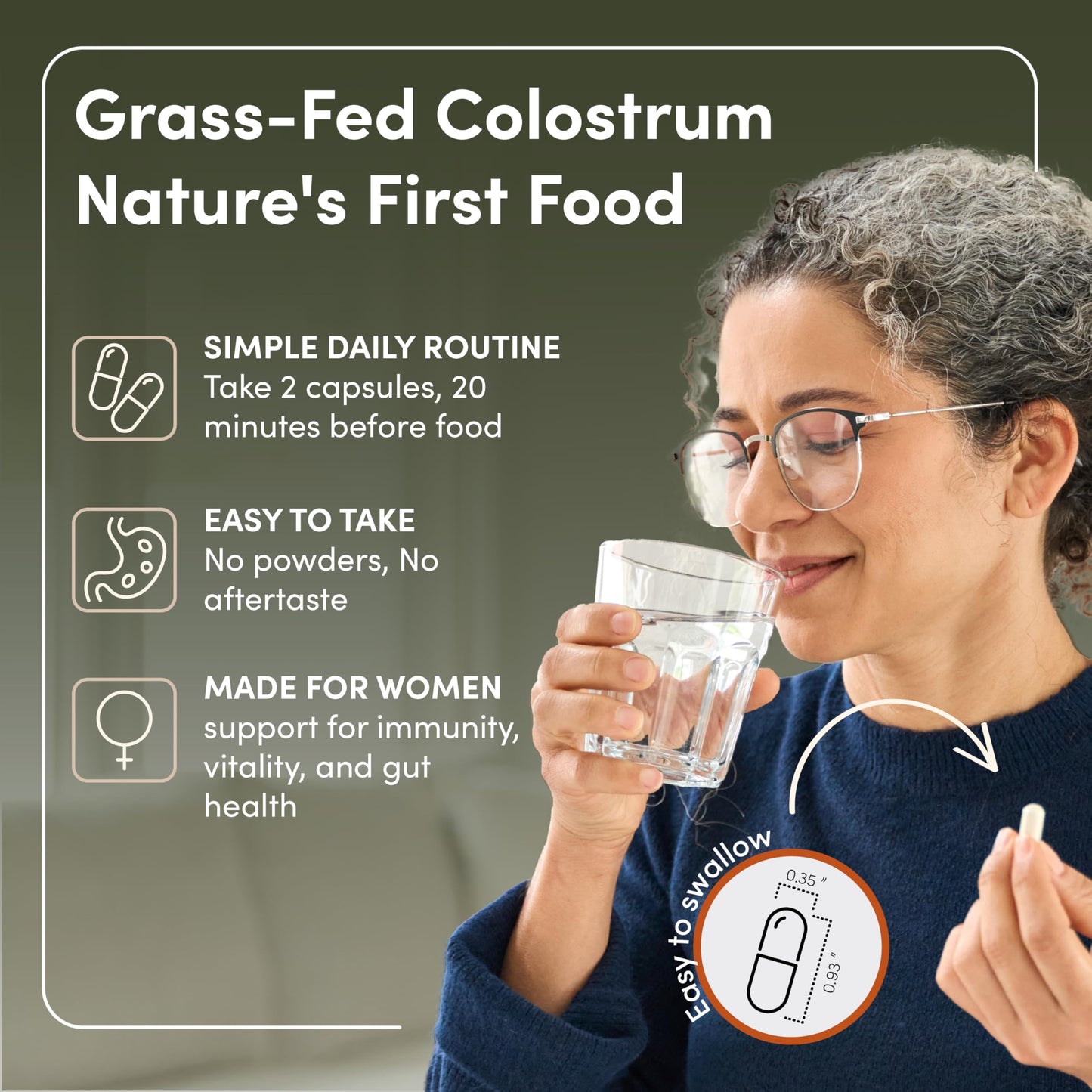 Rhea Bovine Colostrum Supplement for Women – Immune & Digestive Health (120 caps)