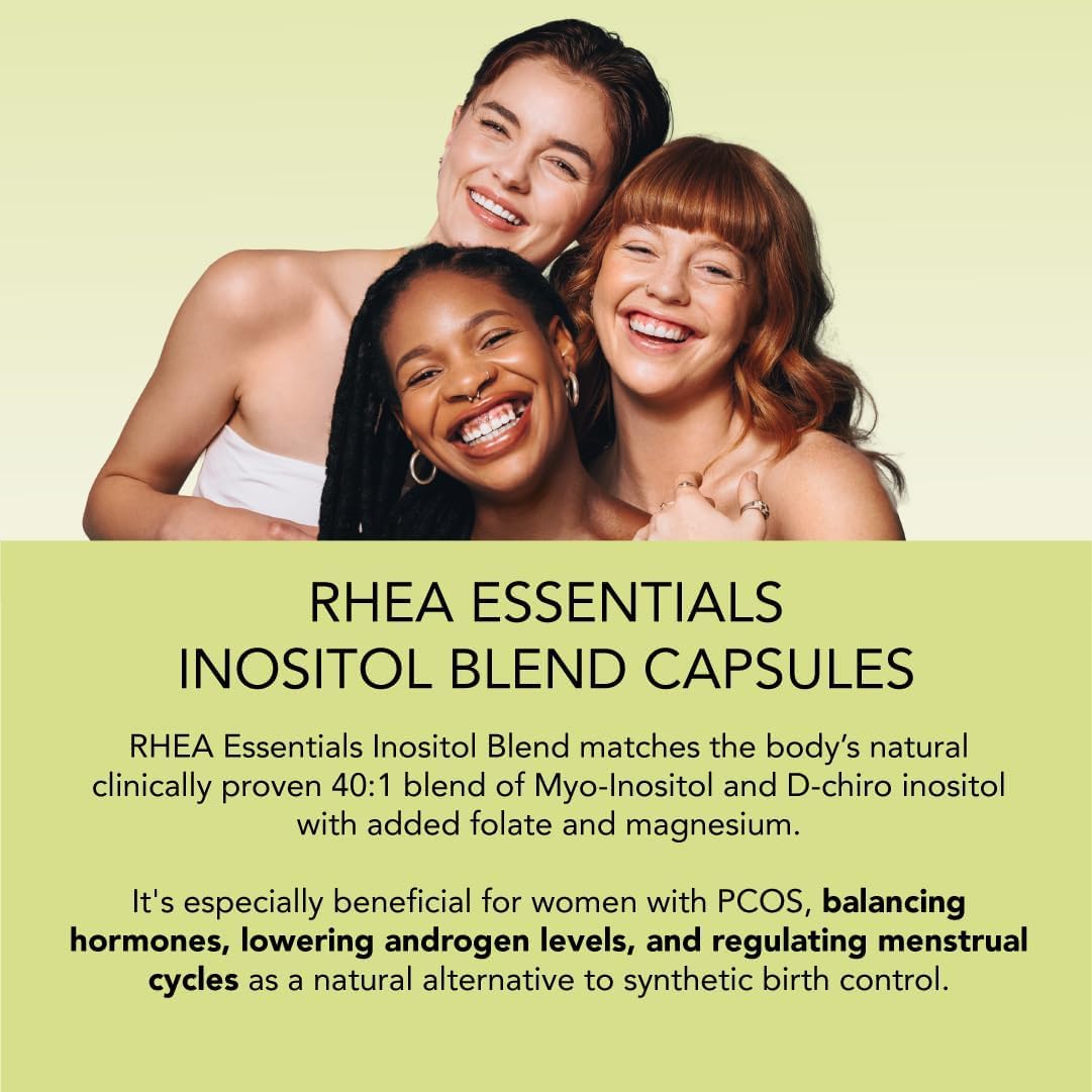 Rhea Inositol for Women - 60 Servings | 40:1 Myo-Inositol & D-Chiro Inositol, Folate & Magnesium