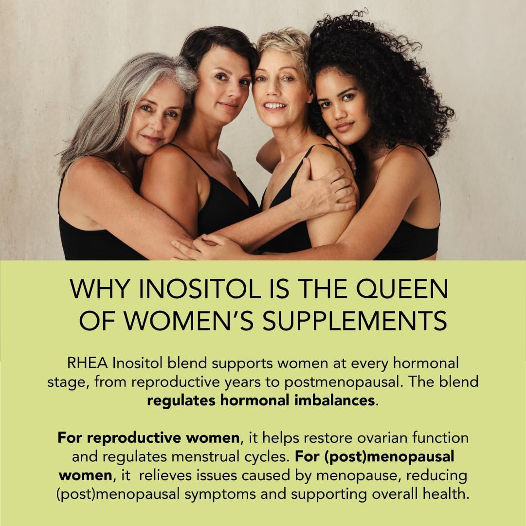 Rhea Inositol for Women - 60 Servings | 40:1 Myo-Inositol & D-Chiro Inositol, Folate & Magnesium