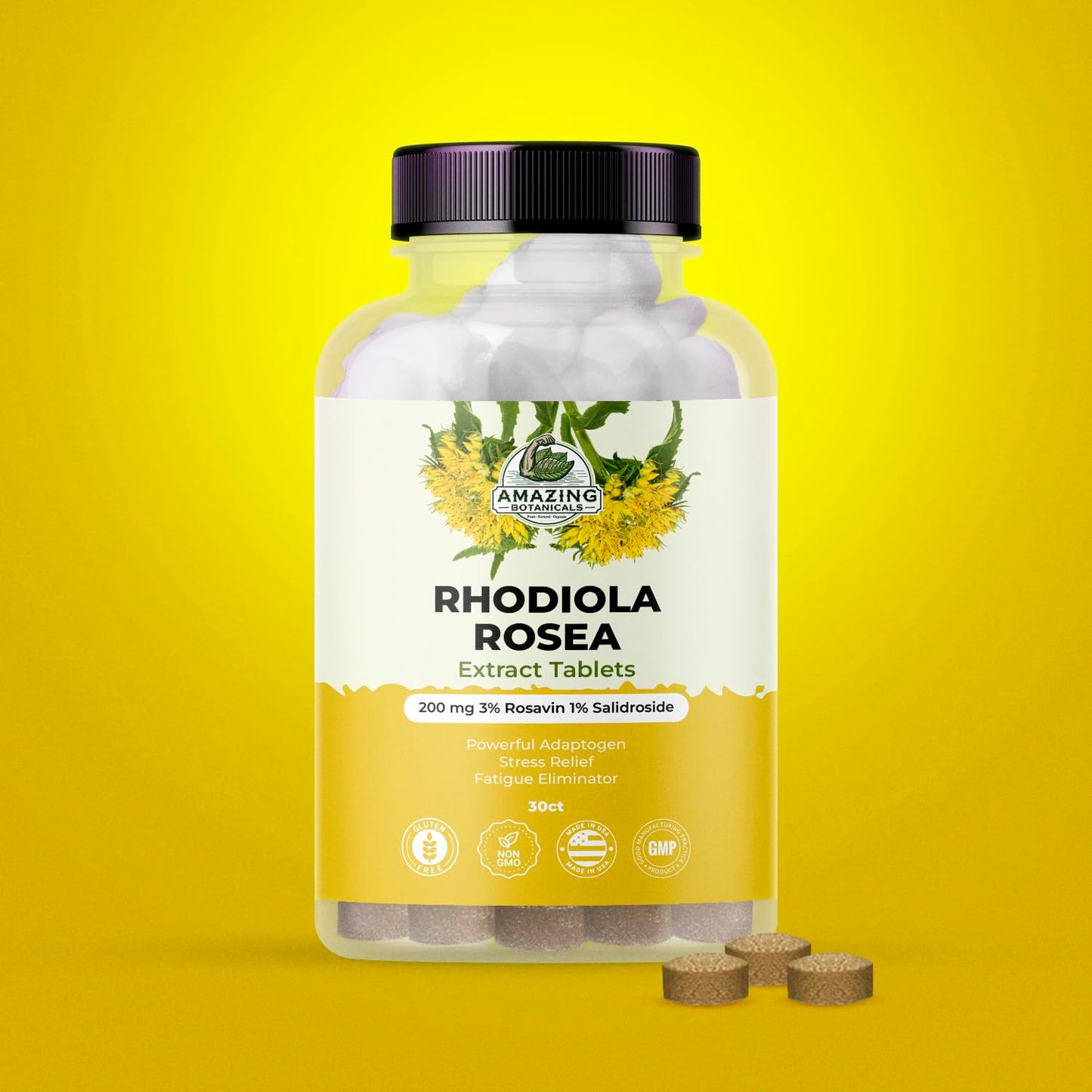 Rhodiola Rosea Extract Tablets 200mg | 30 Count | Adaptogen for Stress & Fatigue