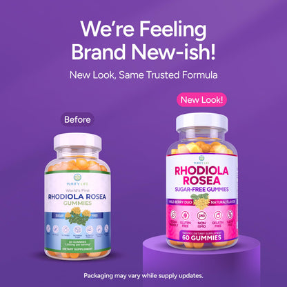 Purify Life Sugar-Free Rhodiola Rosea Gummies – 1500mg/Serving | Adrenal Support, Mood & Energy
