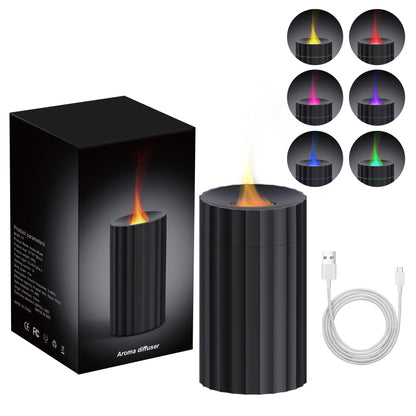 Rican Car Diffuser – Black 100ml USB-C Humidifier with Flame LED, Portable Aromatherapy Diffuser