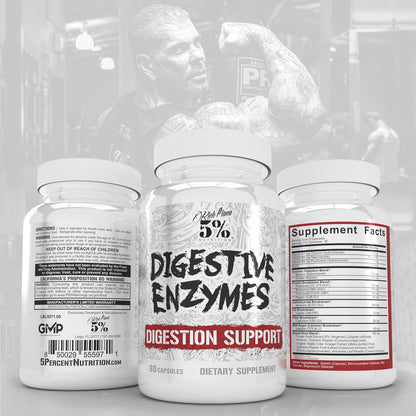 5% Nutrition Rich Piana Digestive Defender | Probio-75 & Digestive Enzymes | 120 Gelatin Capsules