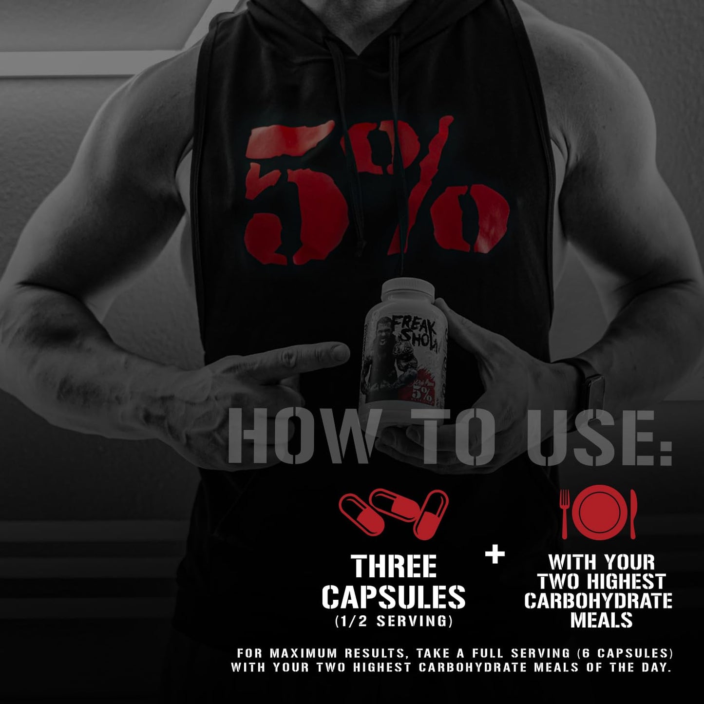 5% Nutrition Rich Piana Freak Show – Muscle Builder (Berberine, Gymnema Sylvestre, Banaba) 180 Capsules
