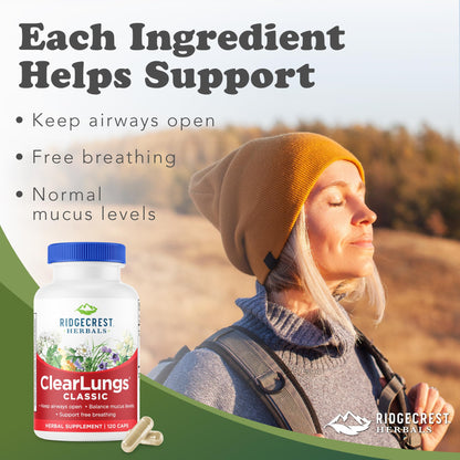 Clear Lungs Classic Red Label by RidgeCrest Herbals | 120 Capsules