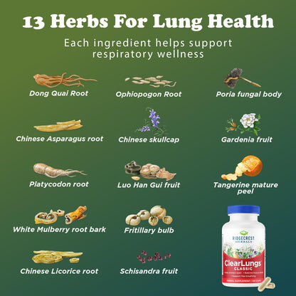 Clear Lungs Classic Red Label by RidgeCrest Herbals | 120 Capsules