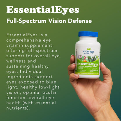 Ridgecrest Herbals EssentialEyes – Natural Eye Vitamin with Lutein, Zeaxanthin & Bilberry Extract | 120 Vegan Caps