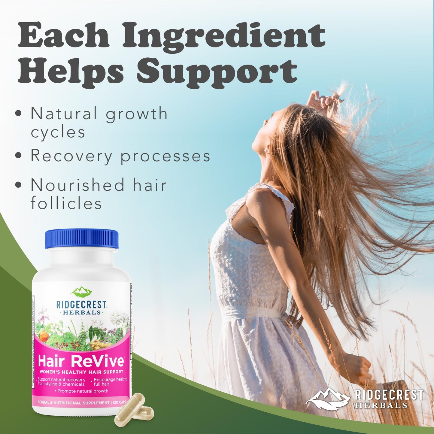 RidgeCrest Hair ReVive: Nutritional Hair Vitamins with Biotin 6000mcg