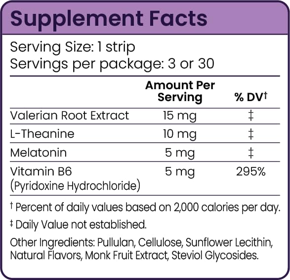 Riize Sleep Strips — Fast Acting Sleep Aid with 5mg Melatonin, Valerian Root, L-Theanine, Vitamin B6 (Vegan, 6 Count)