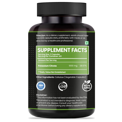 Rimo Nutrition Potassium Citrate Supplement - No Additives | 120 Servings