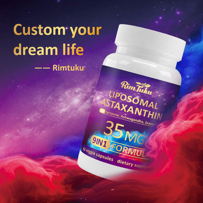 RimTuku Liposomal Astaxanthin 9-in-1 Supplement – Eye, Skin & Joint Health (180 Capsules)