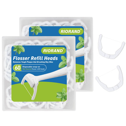 RioRand Ultraclean Access Flosser Refill Heads – PFAS Free, 60pcs (Pack of 2)