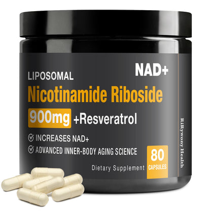 RiRywony Health NAD Supplement – NAD+ with NR, Resveratrol & Quercetin 900mg (80 capsules)