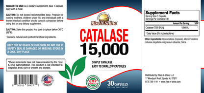Rise-N-Shine Catalase Supplement 15,000 – Hair Health & Antioxidant Enzyme – 90 Capsules x 3 Bottles (90-Day Supply)